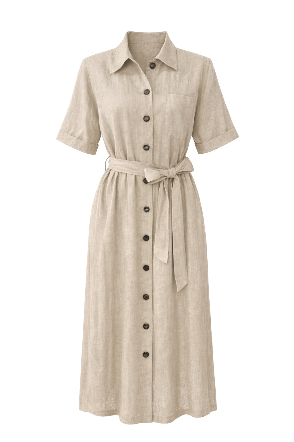 Maris Belted Linen Dress