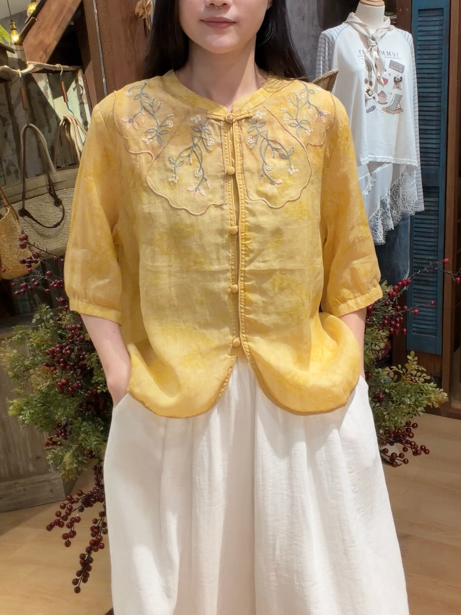Daisy Garden Linen Blouse