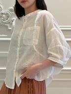Airy Linen Button Top