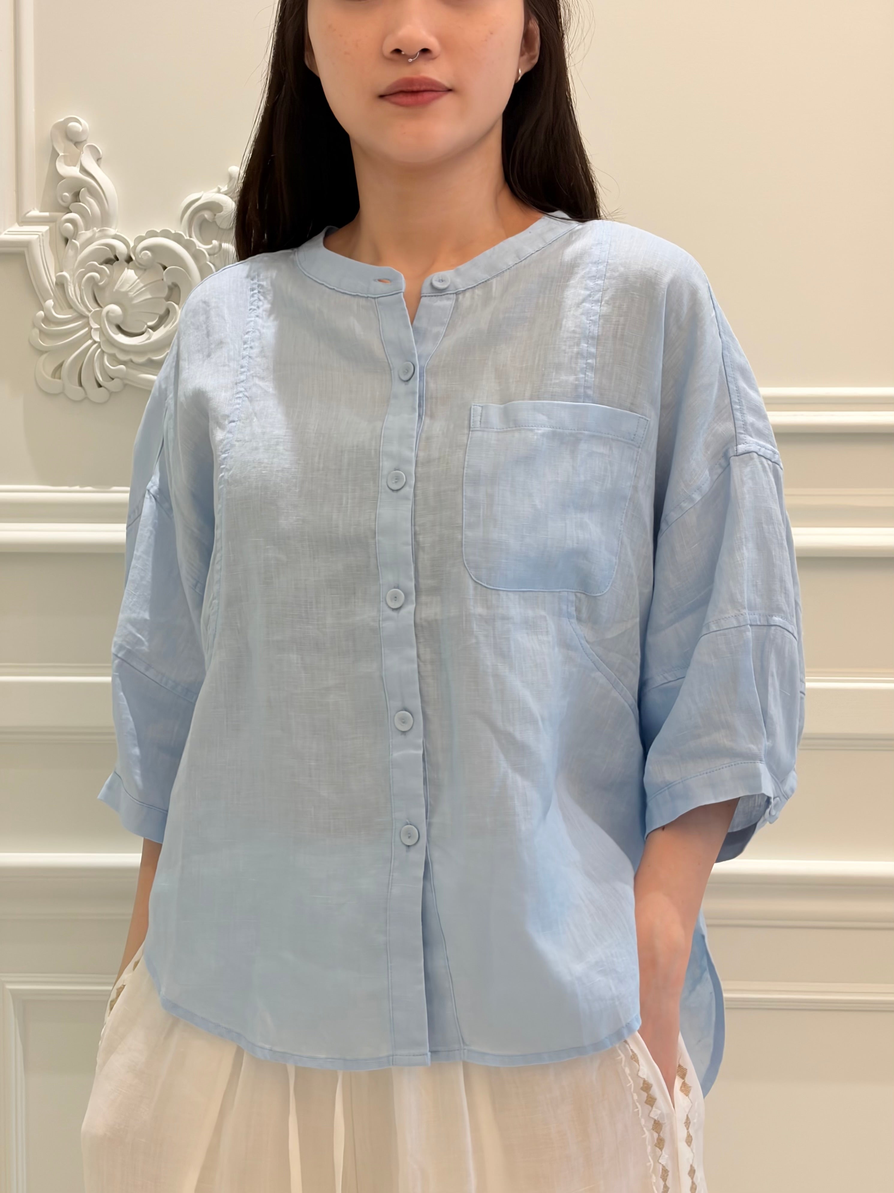 Airy Linen Button Top