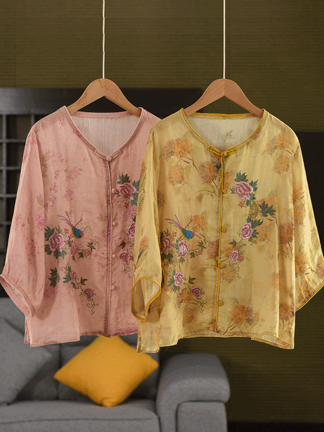 Peach Blossom Embroidered Top