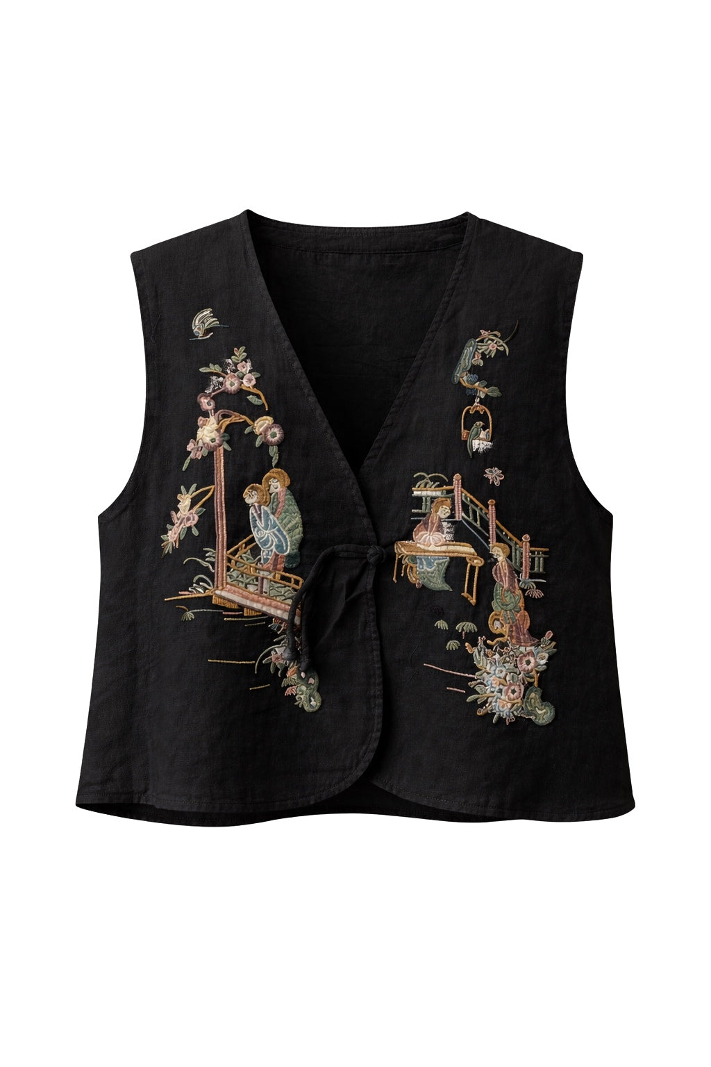 Linen Embroidery Vest