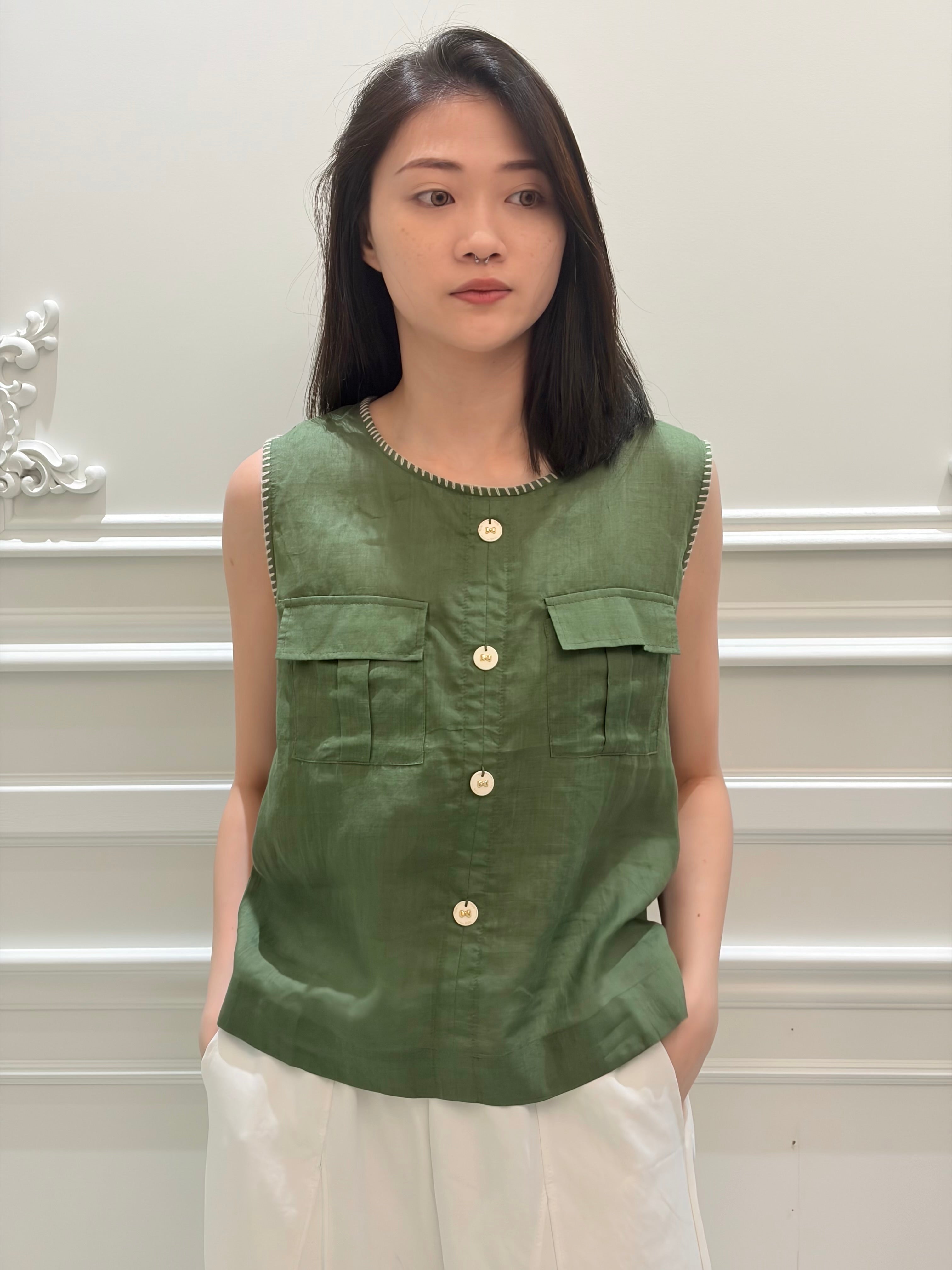 Sahara Pocket Linen Top