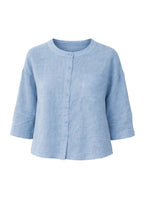 Three-Quarter Sleeve Linen Button Top