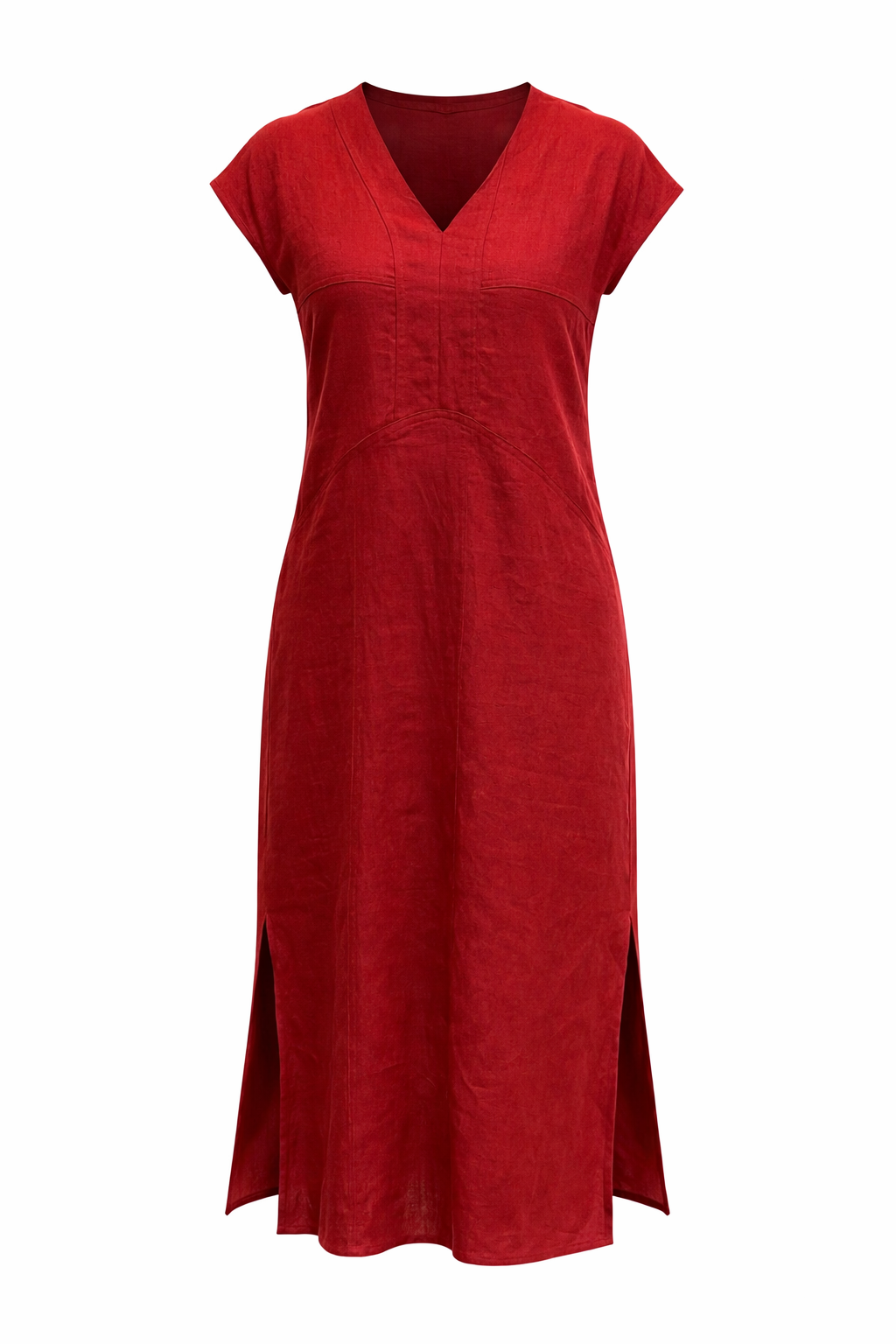 Classic V-Neck Linen Dress