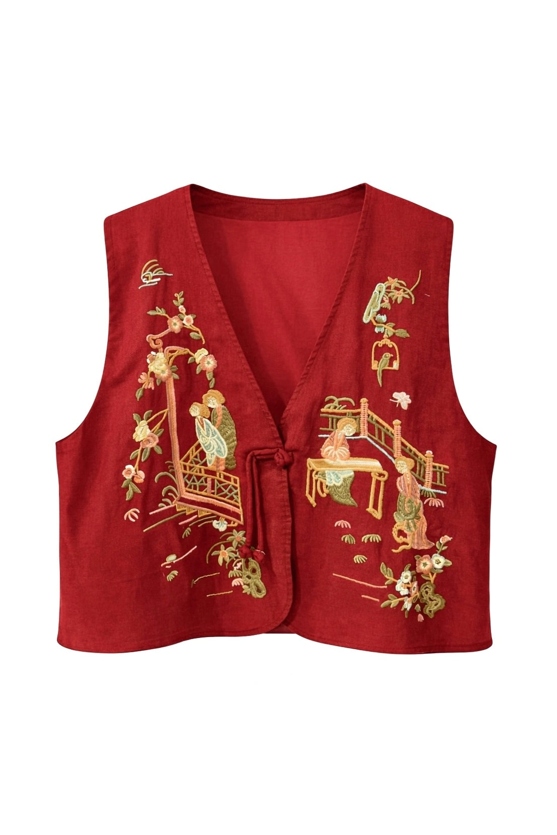 Linen Embroidery Vest