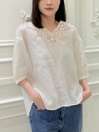 Daisy Bloom Linen Top