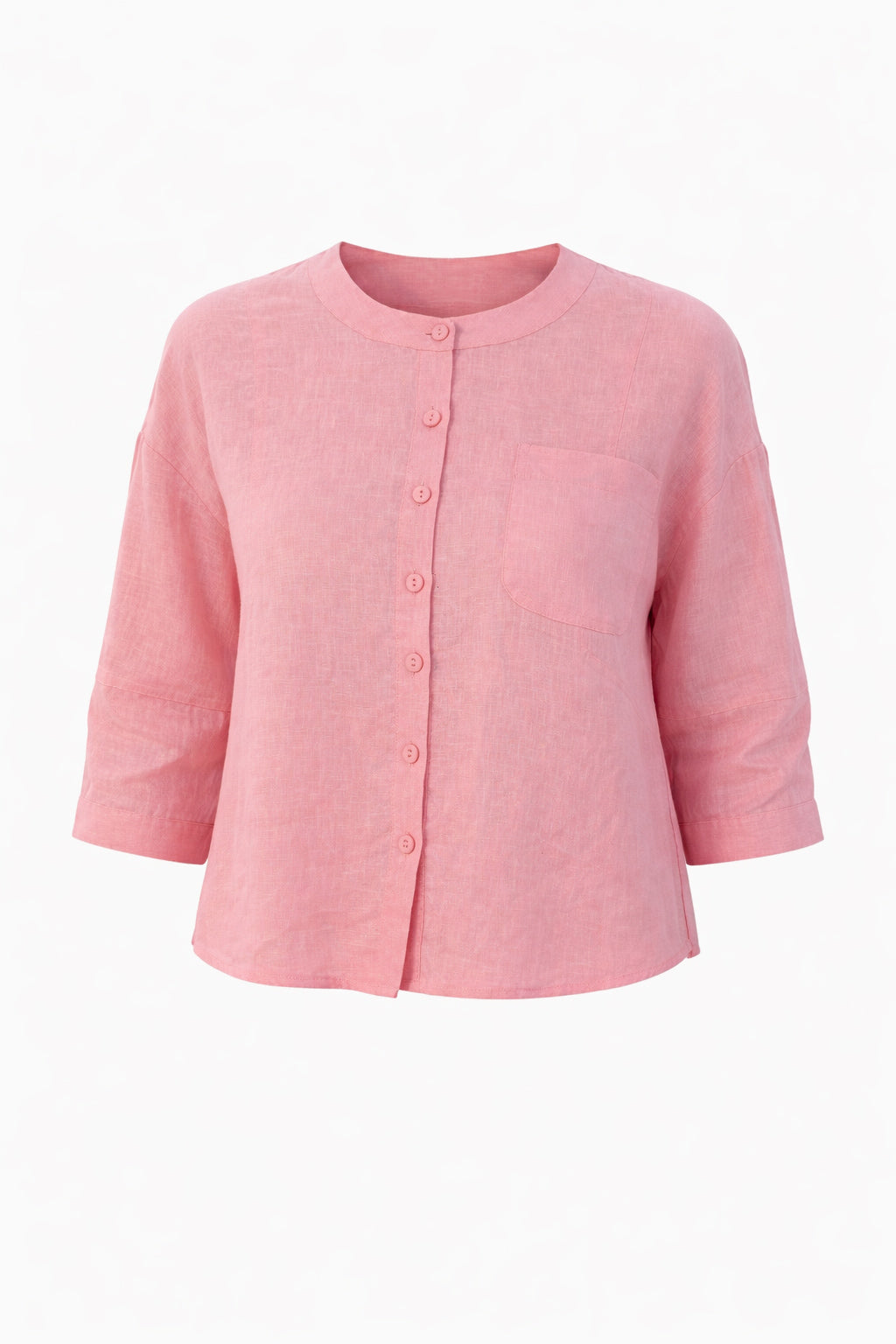Three-Quarter Sleeve Linen Button Top