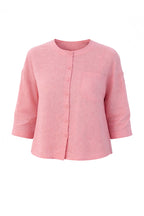 Three-Quarter Sleeve Linen Button Top