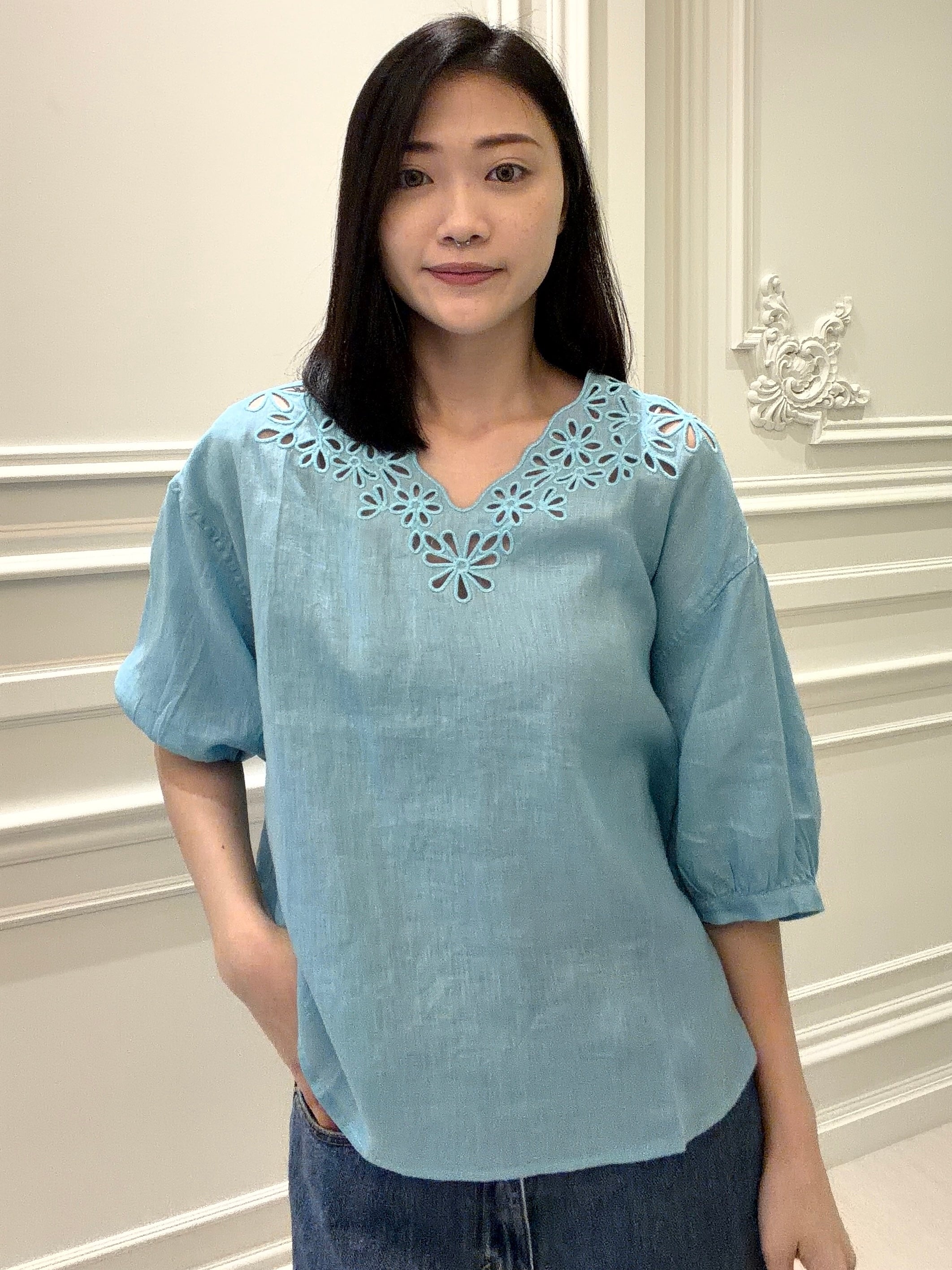 Daisy Bloom Linen Top