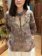 Serena Butterfly Embroidered Blouse