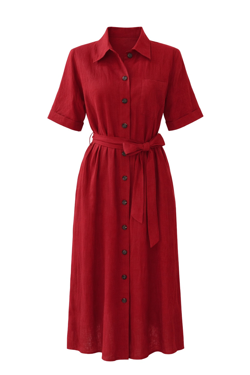 Maris Belted Linen Dress