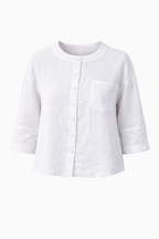 Three-Quarter Sleeve Linen Button Top