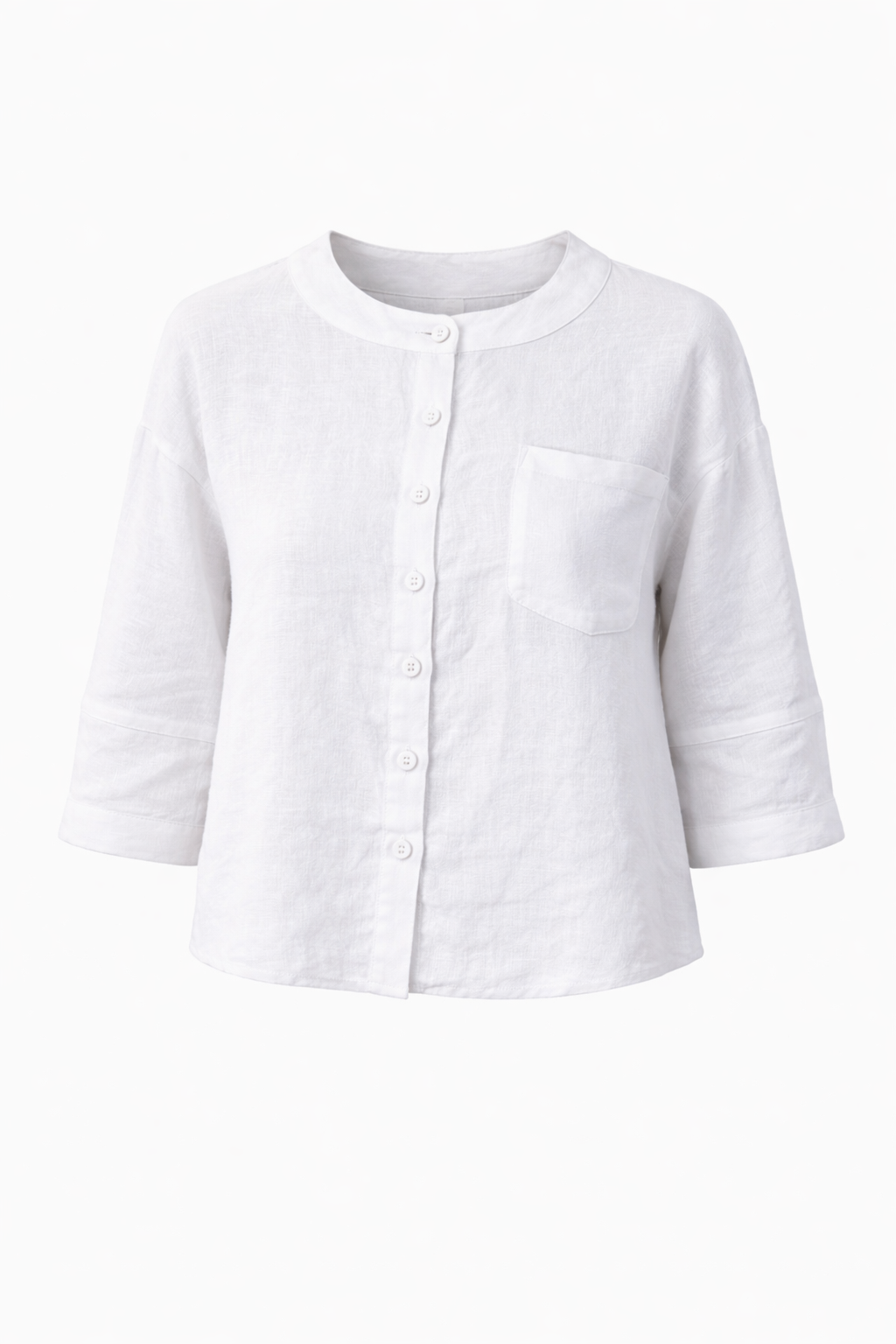 Three-Quarter Sleeve Linen Button Top