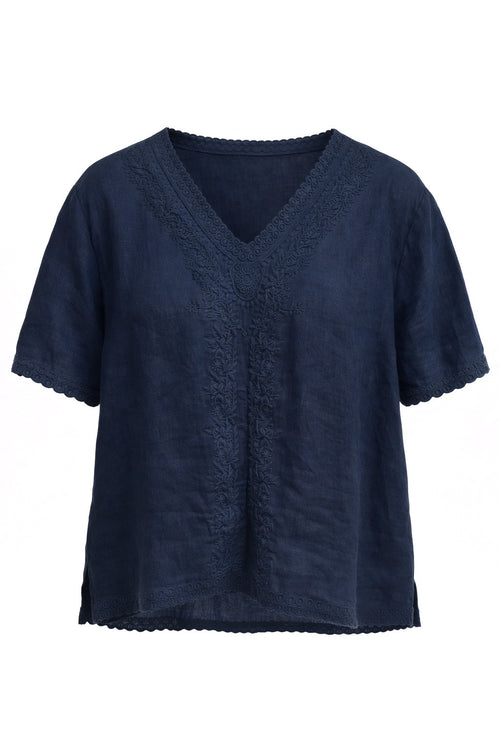 Aurelia V-Neck Linen Top
