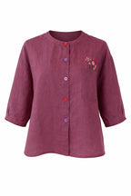 Linen Floral Pocket Blouse