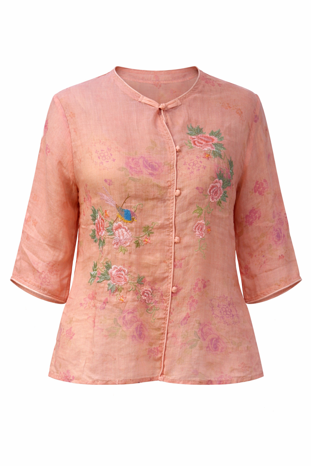 Peach Blossom Embroidered Top