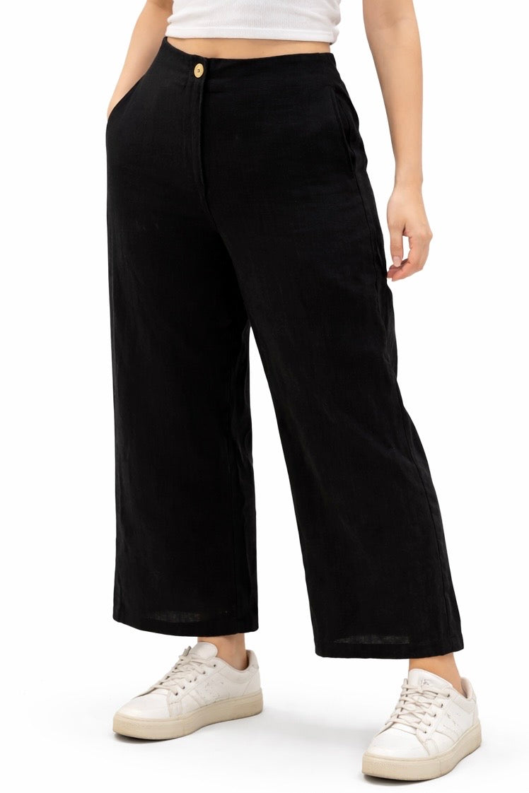 Minimal Linen Culotte Trousers