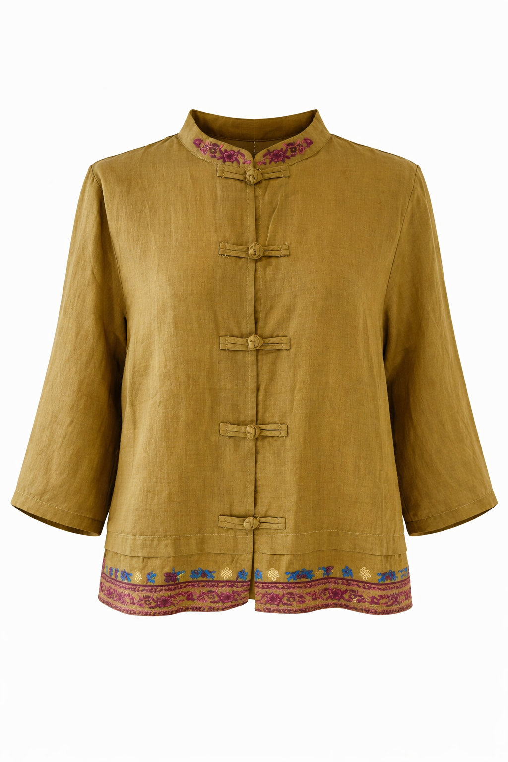 Autumn Bloom Frog Button Top