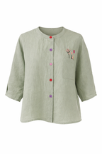 Linen Floral Pocket Blouse