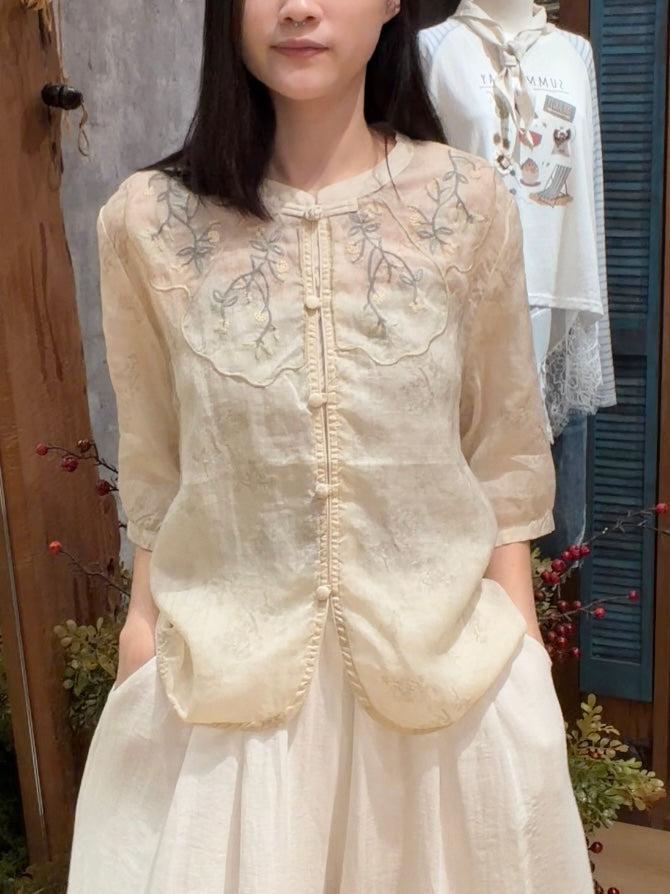Daisy Garden Linen Blouse