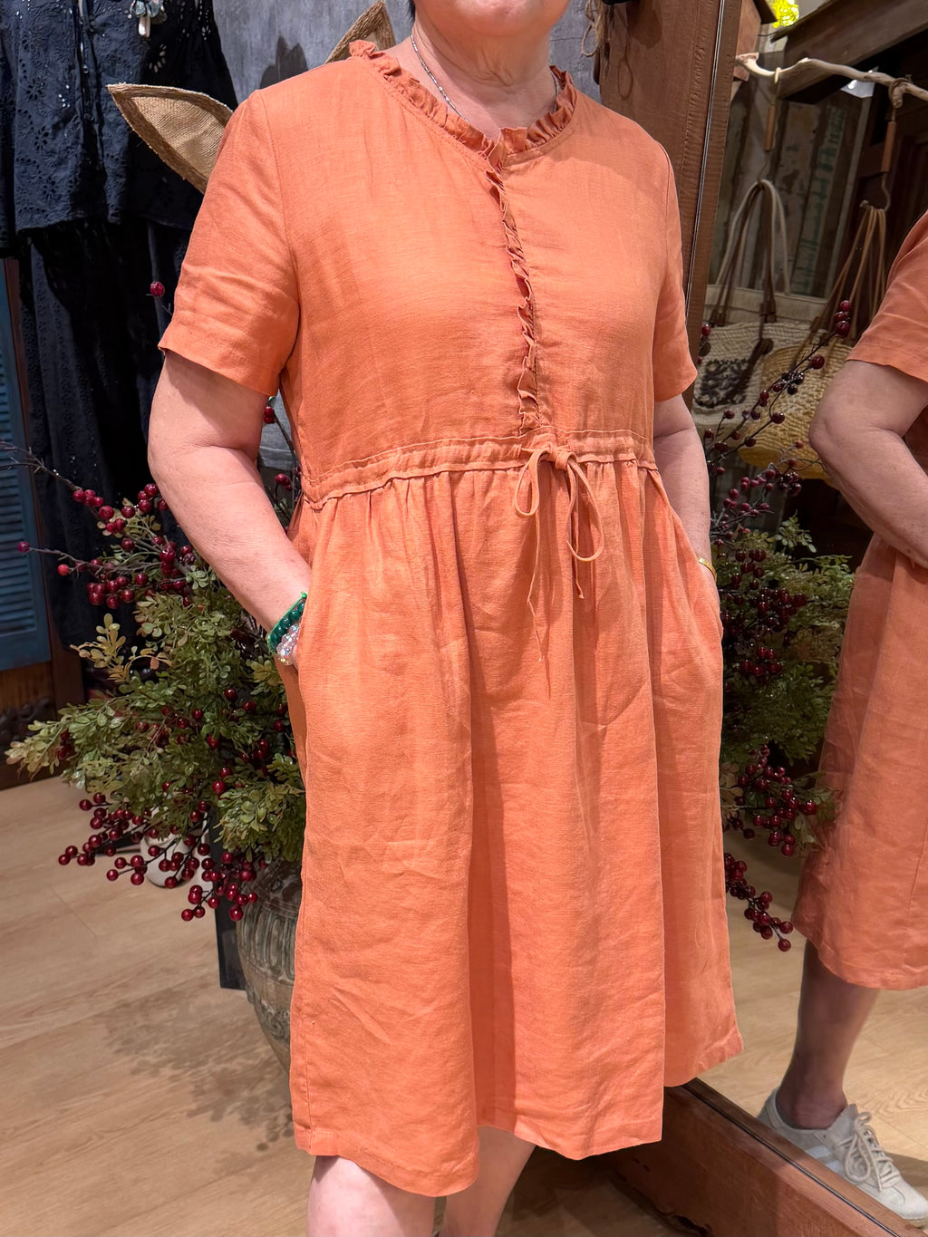 Rosette Tie-Waist Dress