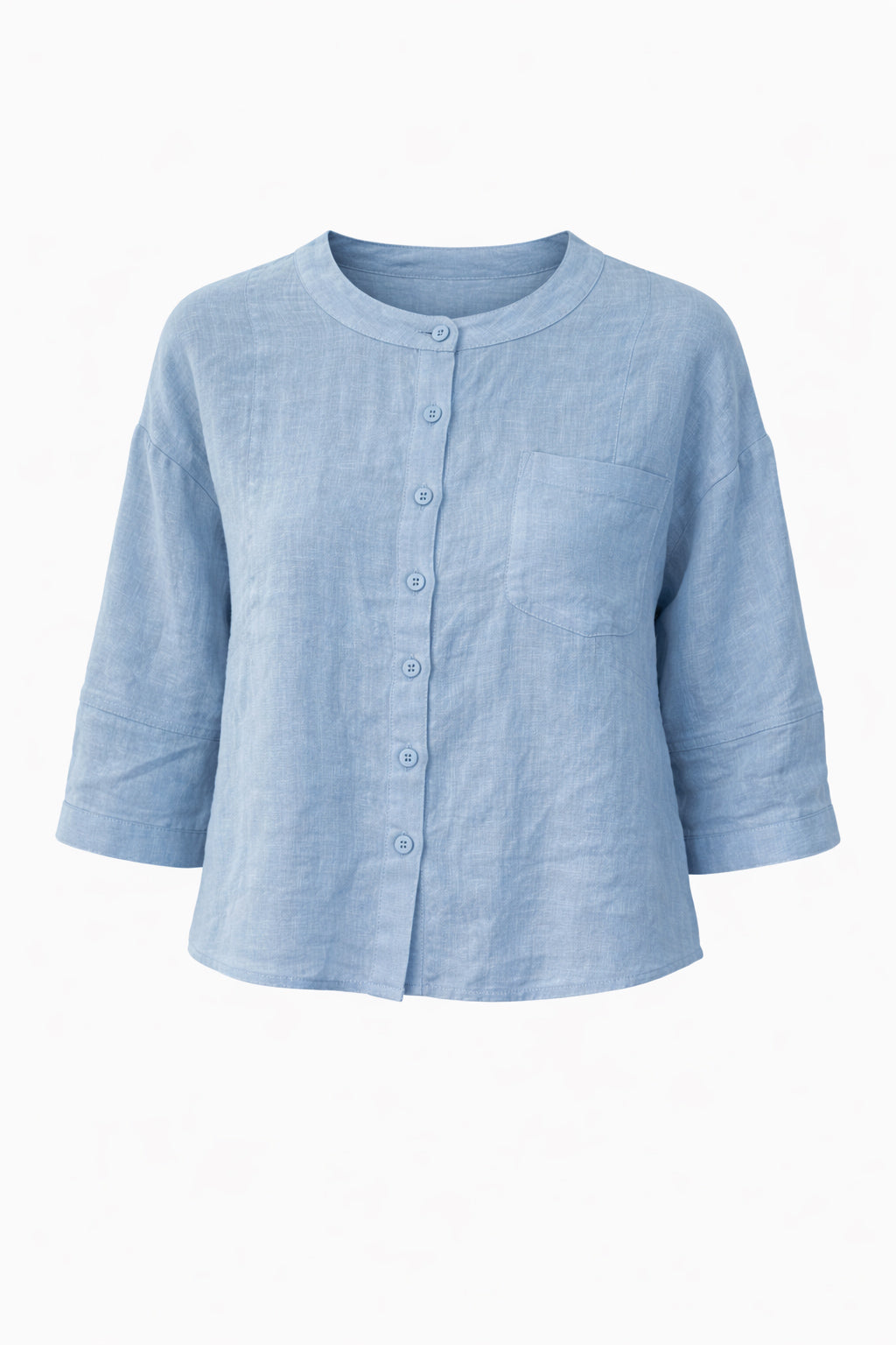 Three-Quarter Sleeve Linen Button Top