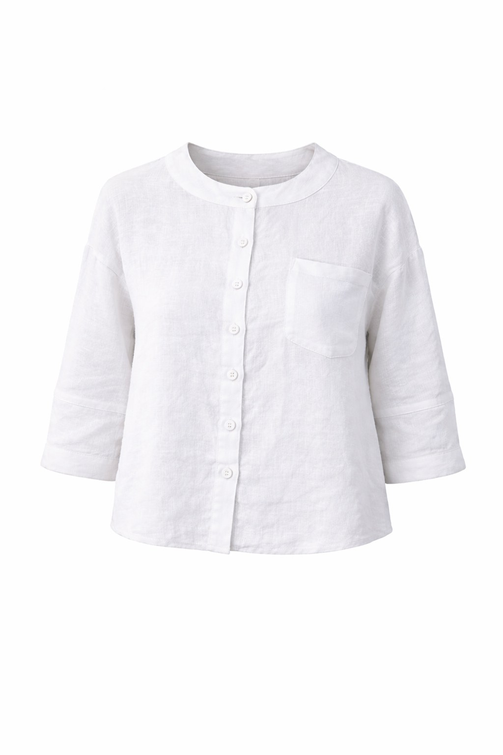 Three-Quarter Sleeve Linen Button Top