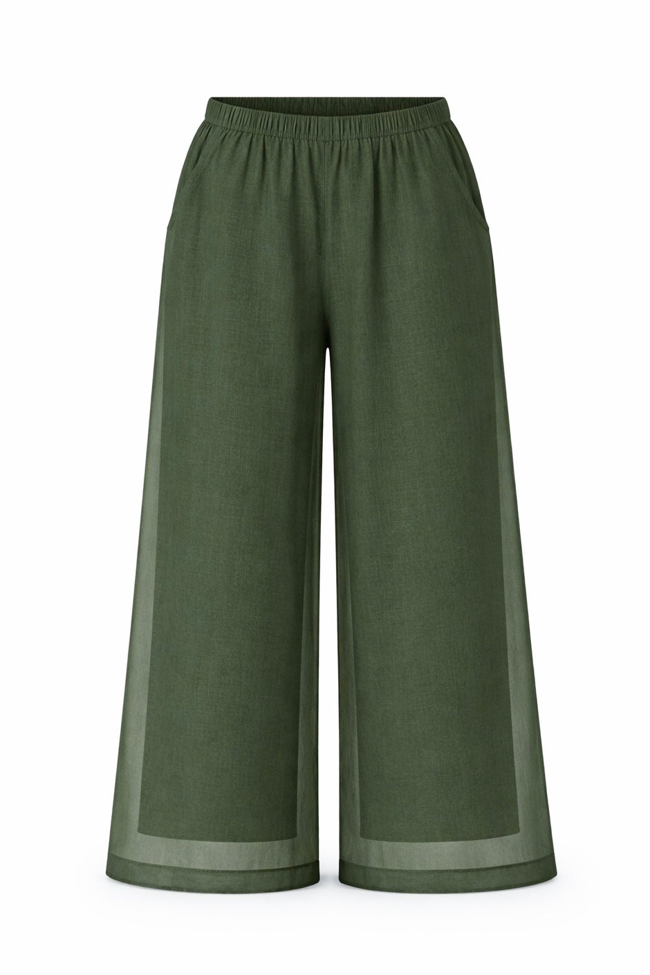 Relaxed Linen Wide Pants (Forest Series)