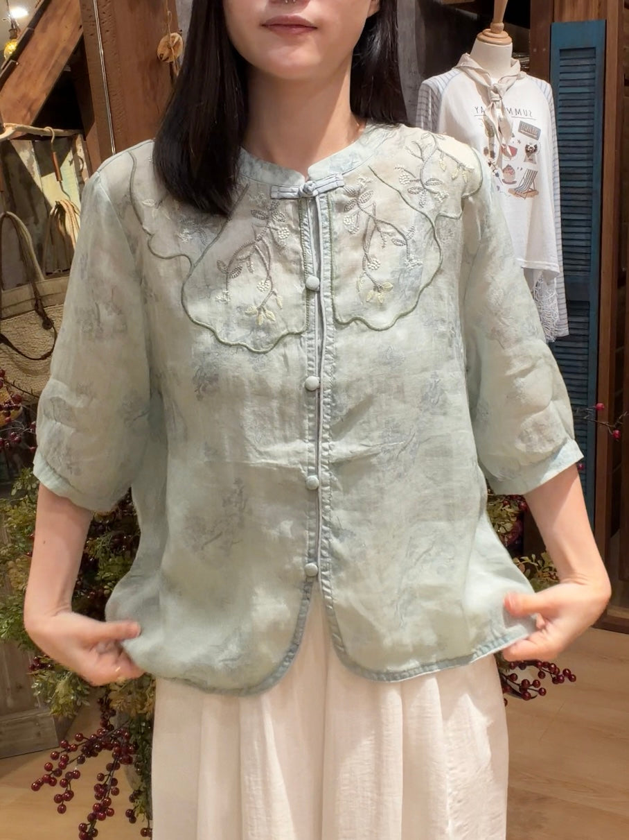 Daisy Garden Linen Blouse