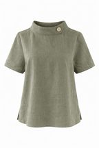 Nori High-Neck Linen Top