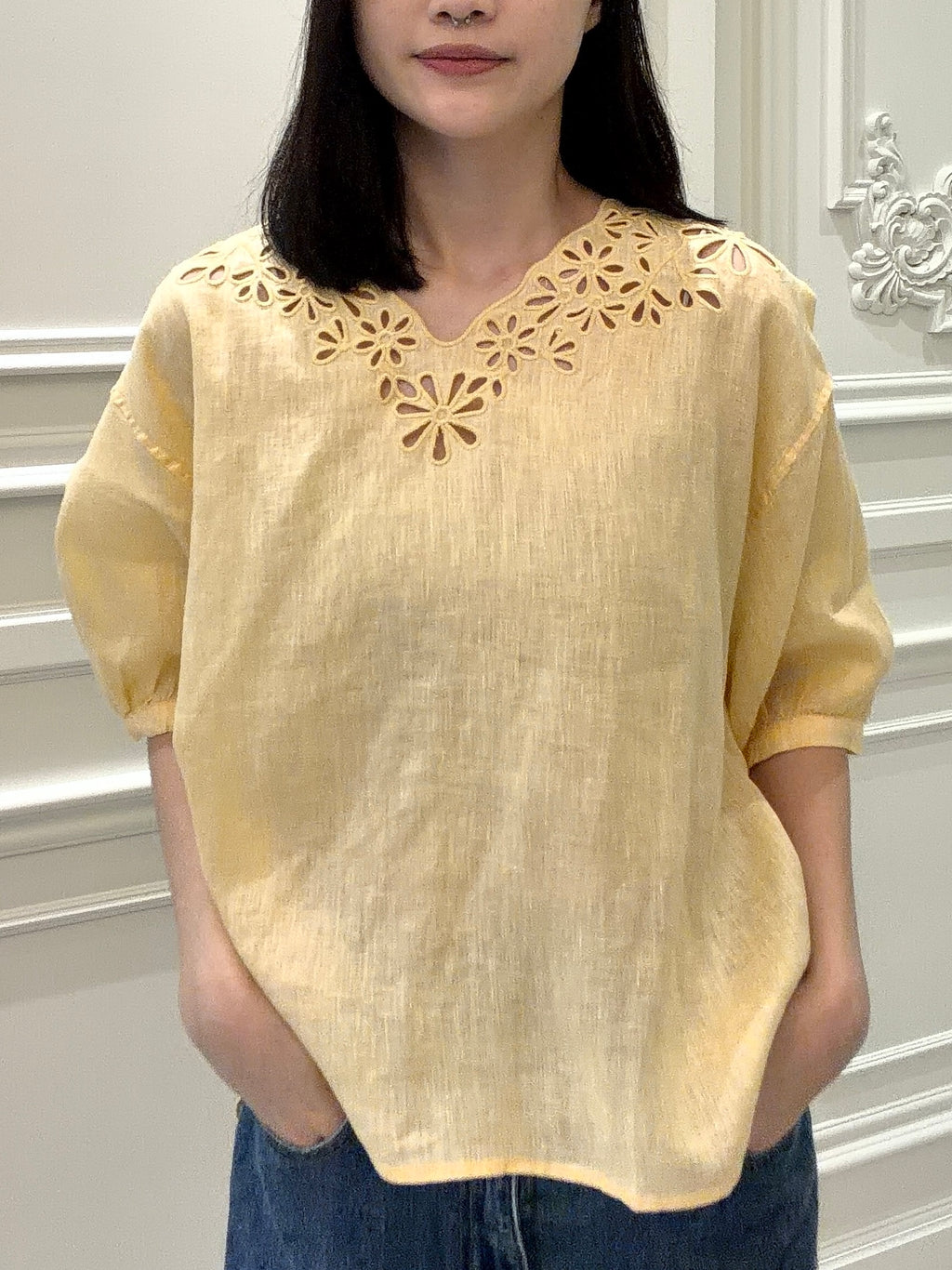 Daisy Bloom Linen Top