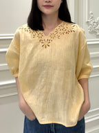 Daisy Bloom Linen Top