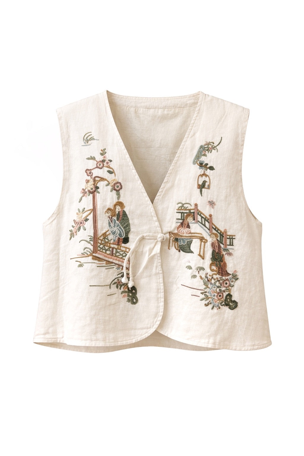 Linen Embroidery Vest