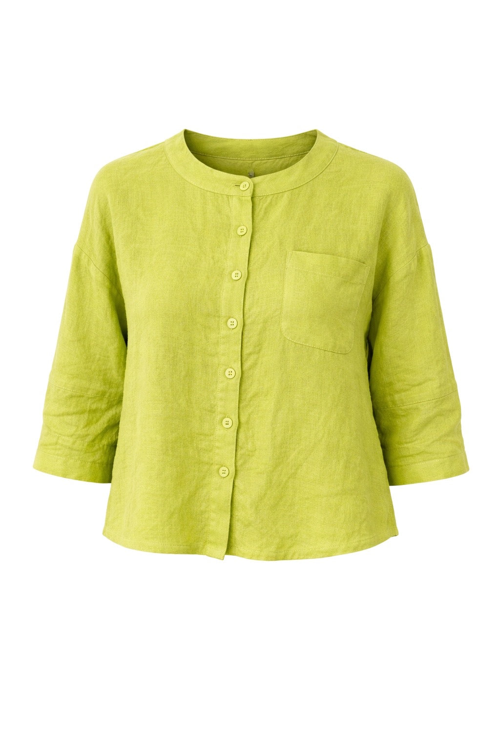 Three-Quarter Sleeve Linen Button Top