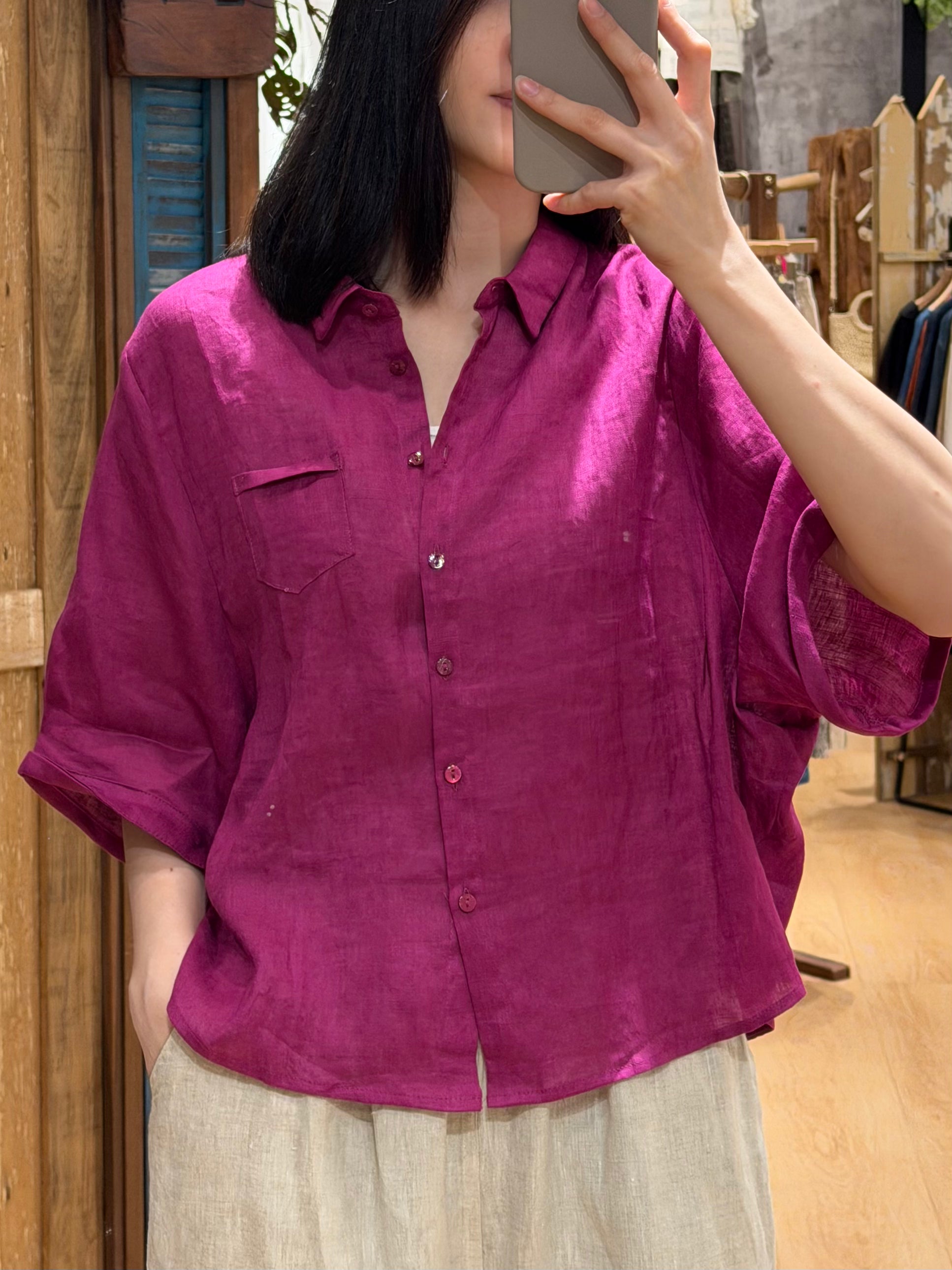 Ivory Pocket Collar Top